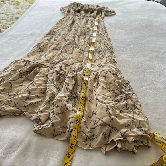 ODYLYNE Bohemian Ruffled Floral 100% Silk Maxi Strapless Dress - Picture 6 of 7